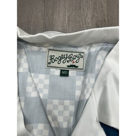 NWOT Bogey Boys by Macklemore Men's Big Check Button-Up Shirt Blue/White Sz M - Picture 5 of 8